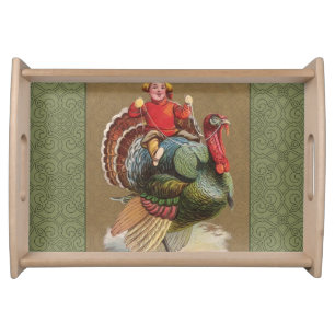 Thanksgiving Turkey Funny Children Serving Tray