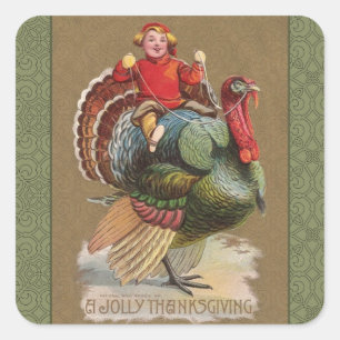 Thanksgiving Turkey Funny Children Square Sticker