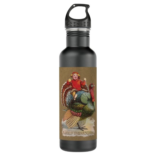 Thanksgiving Turkey Funny Children Stainless Steel Water Bottle (Front)