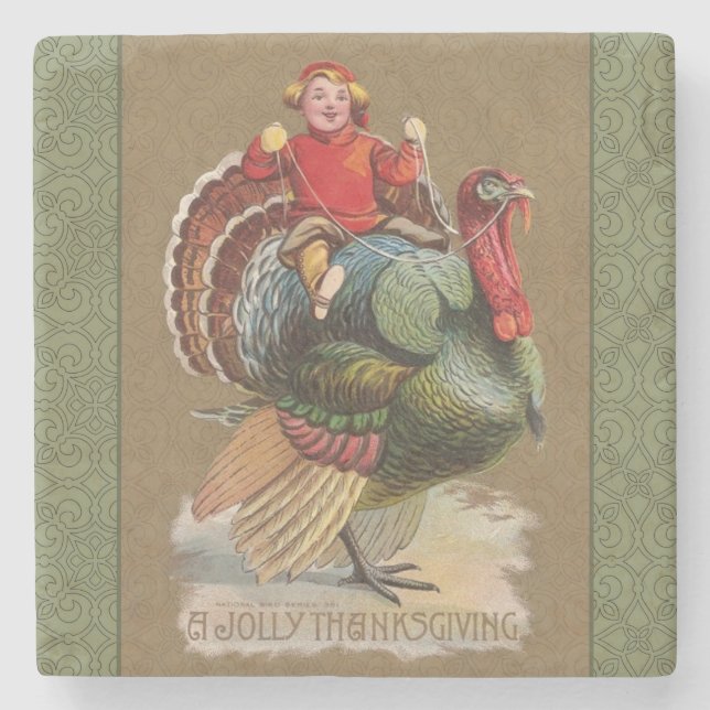 Thanksgiving Turkey Funny Children Stone Coaster (Front)