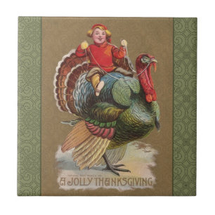 Thanksgiving Turkey Funny Children Tile