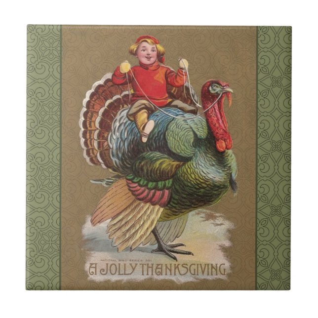 Thanksgiving Turkey Funny Children Tile (Front)