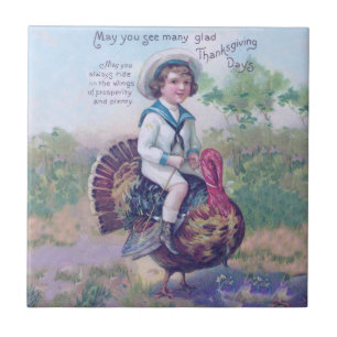 Thanksgiving Turkey Funny Children Tile