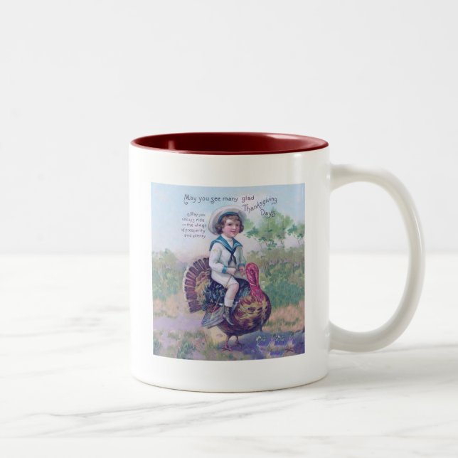 Thanksgiving Turkey Funny Children Two-Tone Coffee Mug (Right)