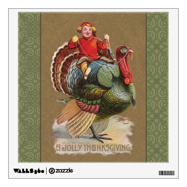 Thanksgiving Turkey Funny Children Wall Sticker (Front)