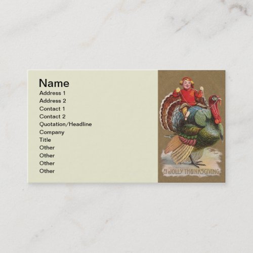 Thanksgiving Turkey Funny Vintage Greetings Business Card