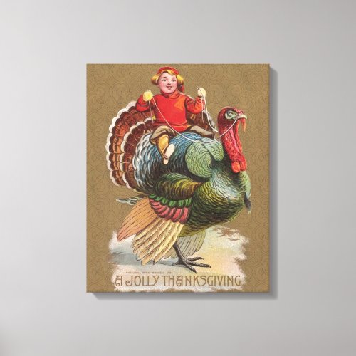 Thanksgiving Turkey Funny Vintage Greetings Canvas Print