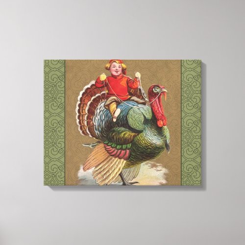 Thanksgiving Turkey Funny Vintage Greetings Canvas Print