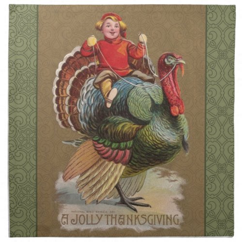 Thanksgiving Turkey Funny Vintage Greetings Cloth Napkin