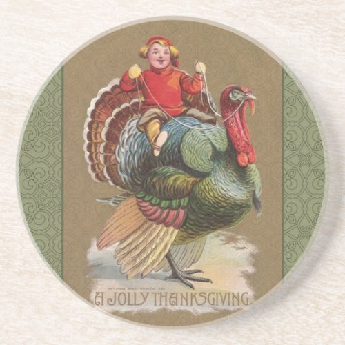 Thanksgiving Turkey Funny Vintage Greetings Drink Coaster