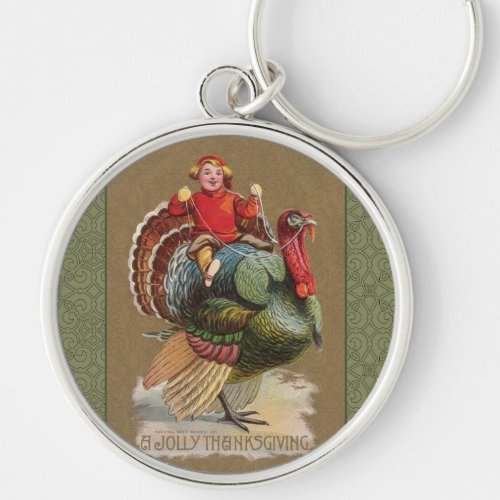 Thanksgiving Turkey Funny Vintage Greetings Keychain
