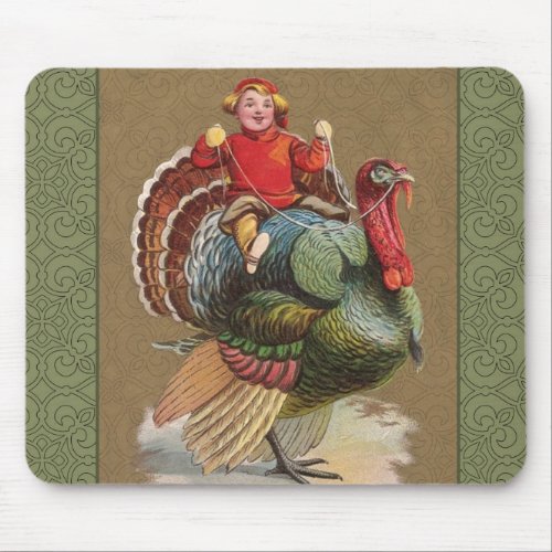 Thanksgiving Turkey Funny Vintage Greetings Mouse Pad