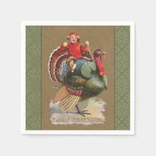 Thanksgiving Turkey Funny Vintage Greetings Napkins