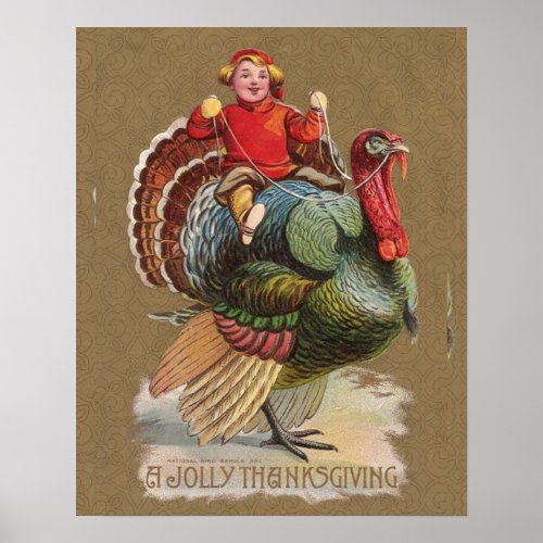 Thanksgiving Turkey Funny Vintage Greetings Poster