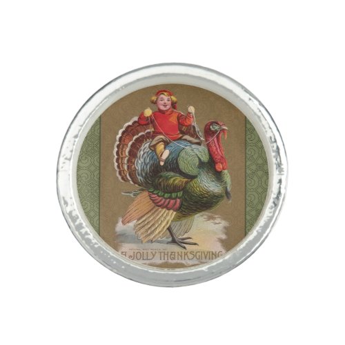 Thanksgiving Turkey Funny Vintage Greetings Ring