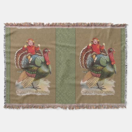 Thanksgiving Turkey Funny Vintage Greetings Throw Blanket