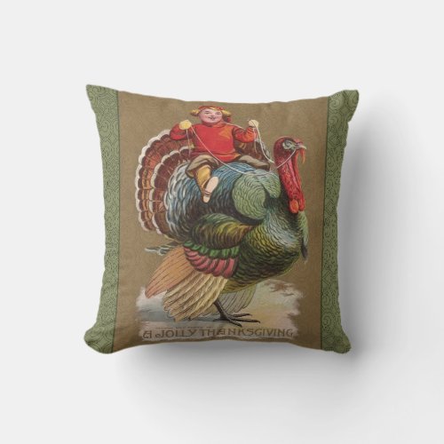 Thanksgiving Turkey Funny Vintage Greetings Throw Pillow