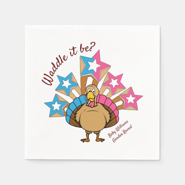 Thanksgiving Turkey Gender Reveal Napkins (Front)