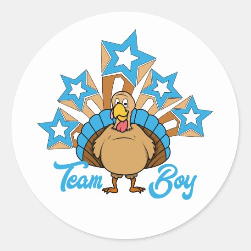 Thanksgiving Turkey Gender Reveal _ Team Boy Classic Round Sticker