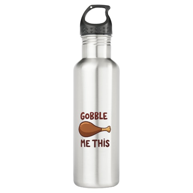 Thanksgiving Turkey Gift Funny Stainless Steel Water Bottle (Front)