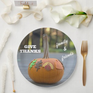 Thanksgiving Turkey Give Thanks Pumpkin Paper Plates