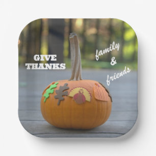 Thanksgiving Turkey Give Thanks Pumpkin Paper Plates