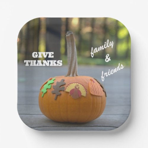 Thanksgiving Turkey Give Thanks Pumpkin Paper Plates