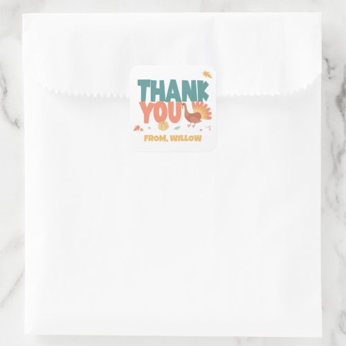 Thanksgiving Turkey Gobble Birthday Thank You Square Sticker