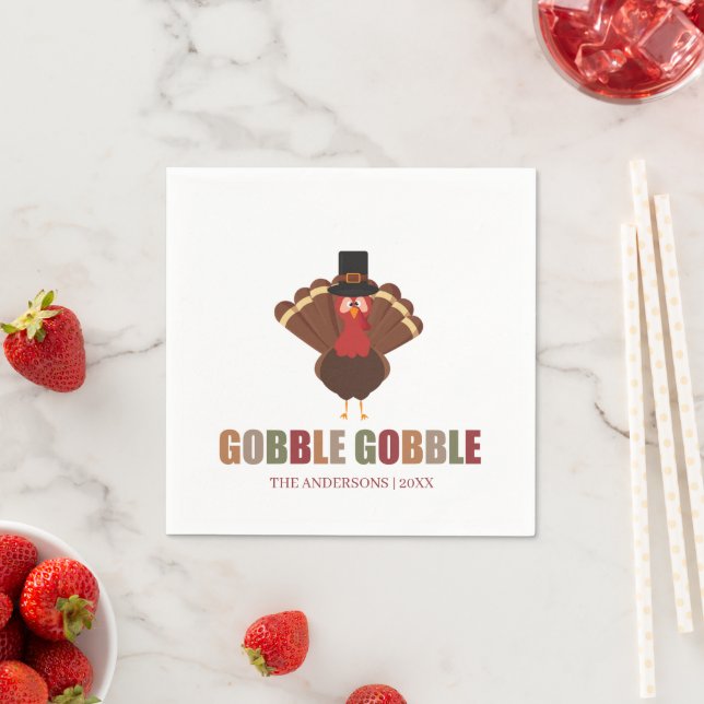 Thanksgiving Turkey Gobble Gobble Napkins (Insitu)
