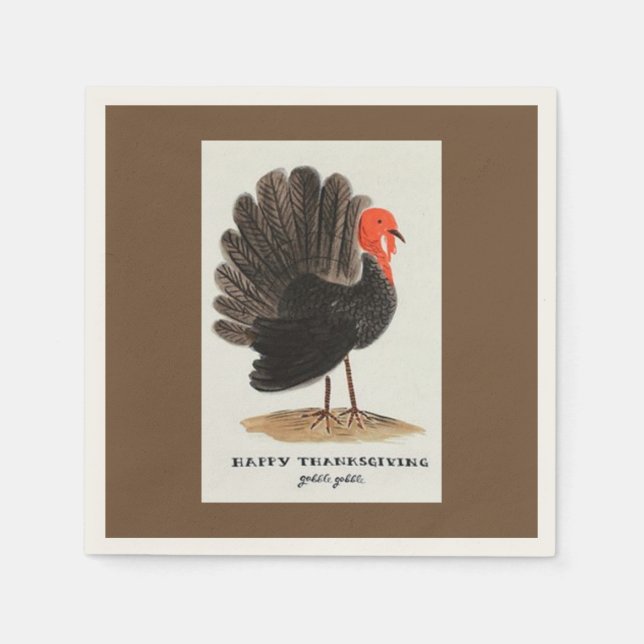 Thanksgiving Turkey Gobble Gobble  Napkins (Front)