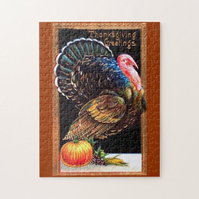 Thanksgiving Turkey Greetings Puzzle (Vertical)
