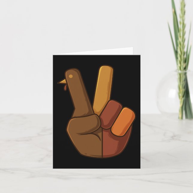 Thanksgiving Turkey Hand Peace Sign Fun Boys Kids  Card (Front)