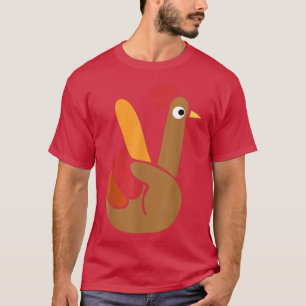 Thanksgiving Turkey Hand Peace Sign Funny Boys Kid T-Shirt