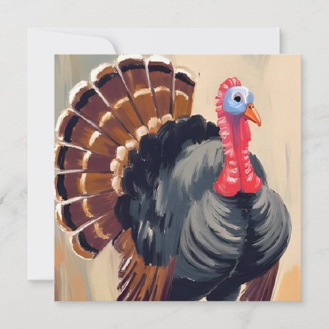 Thanksgiving Turkey | Happy Thanksgiving Painted Holiday Card (Front)