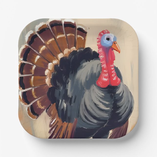 Thanksgiving Turkey | Happy Thanksgiving Party Paper Plates (Front)