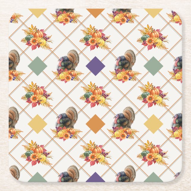 Thanksgiving Turkey Holiday Paper Coaster (Front)