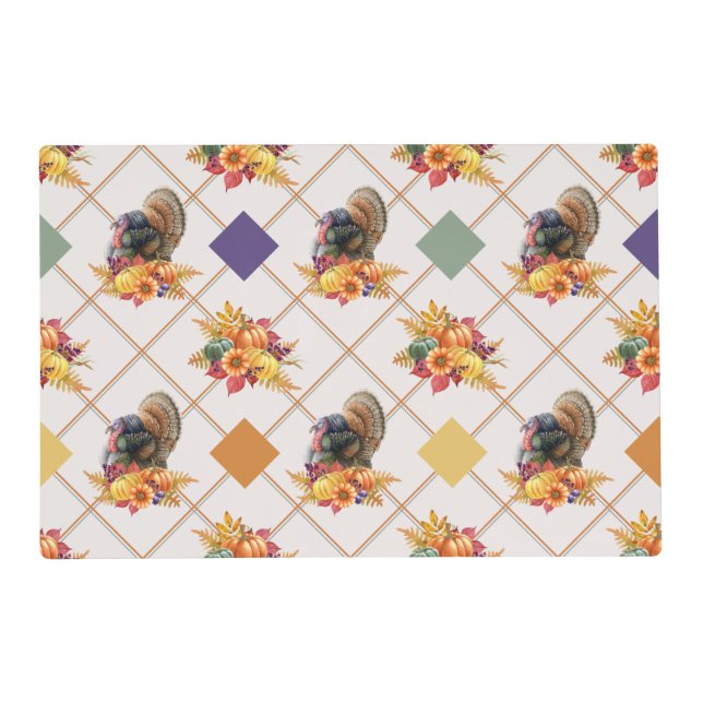 Thanksgiving Turkey Holiday Paper Placemat (Front)