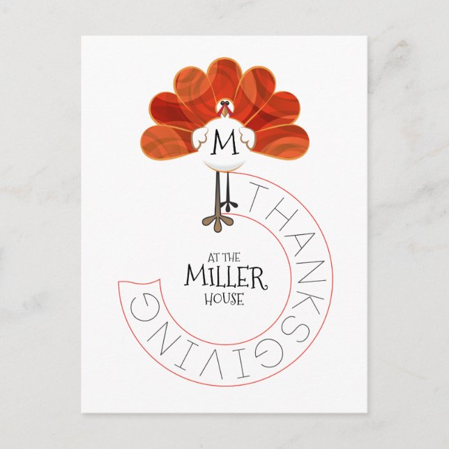 Thanksgiving Turkey Holiday Postcard (Front)
