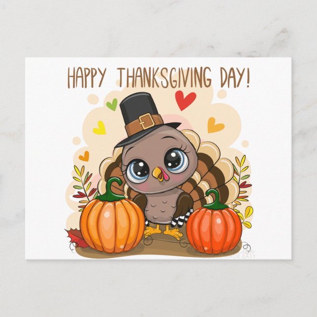 Thanksgiving turkey holiday postcard (Front)