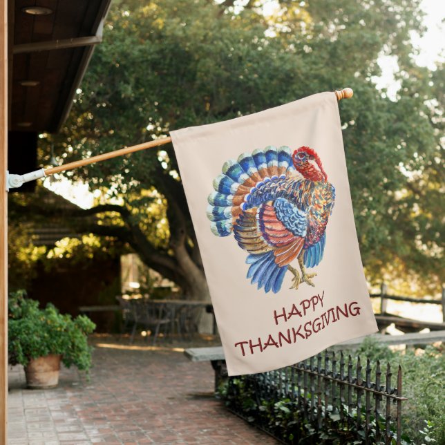 Thanksgiving Turkey House Flag (In SItu)