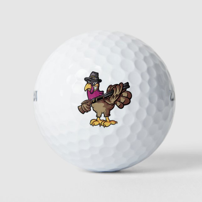 Thanksgiving Turkey Hunting Golf Balls (Front)