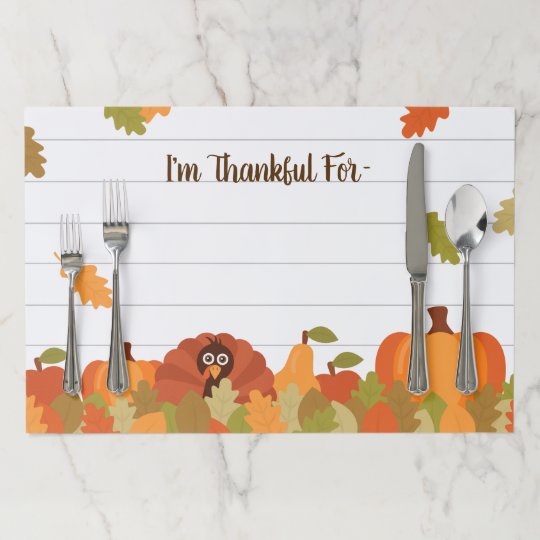Thanksgiving Turkey I'm Thankful For Custom List Paper ...