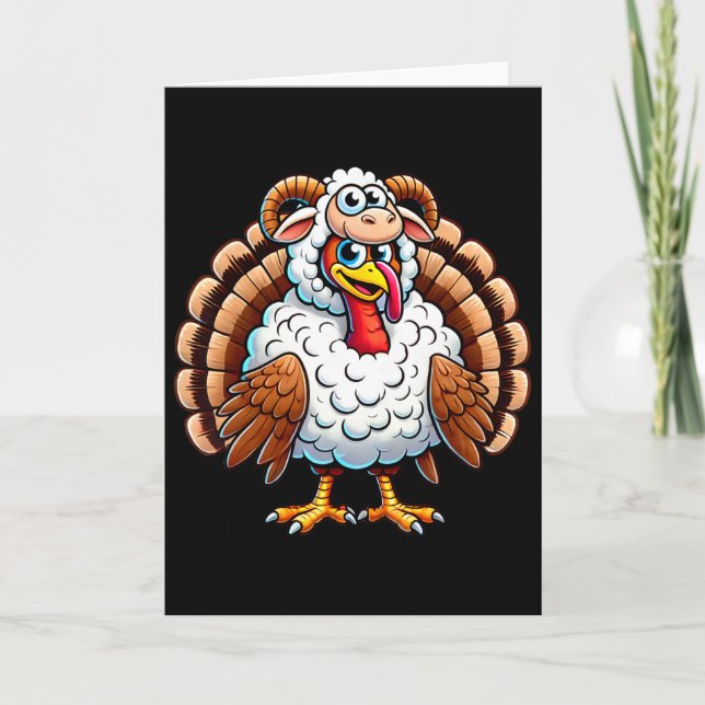 Thanksgiving Turkey In Sheep Disguise Funny Holida Card (Front)