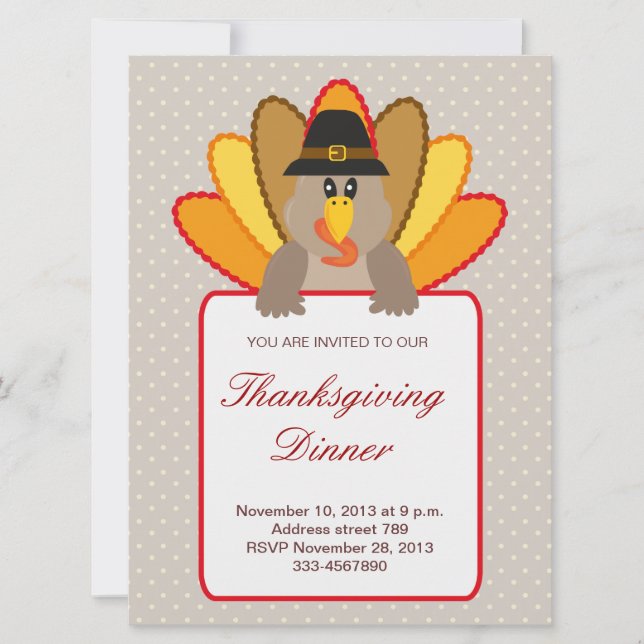 Thanksgiving Turkey Invitation (Front)