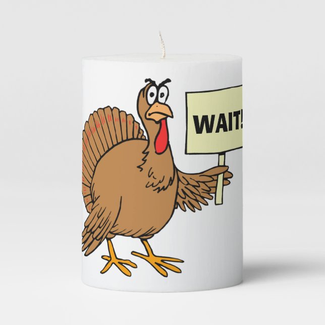 Thanksgiving Turkey Joke Pillar Candle (Front)