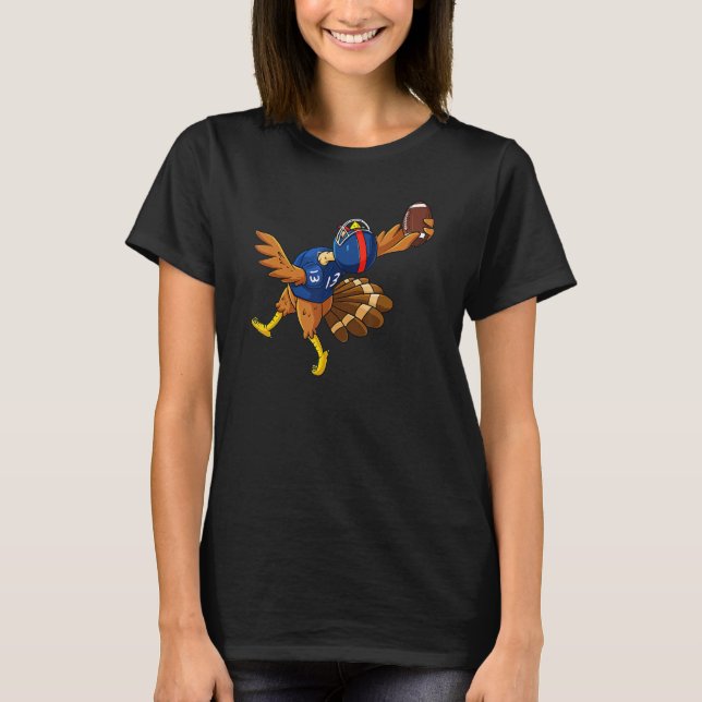 Thanksgiving Turkey Jr Wide Receiver Catching Foot T-Shirt (Front)