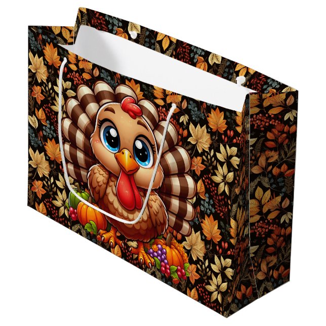 Thanksgiving Turkey Large Gift Bag (Front Angled)