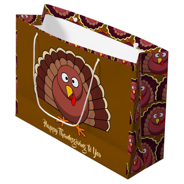 Thanksgiving Turkey Large Gift Bag (Front Angled)