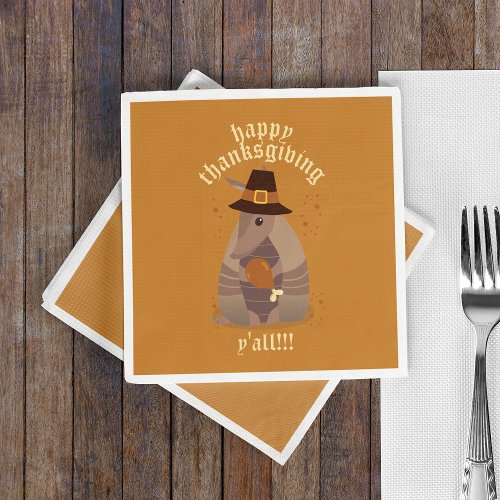 Thanksgiving Turkey Leg Armadillo Texas Napkins