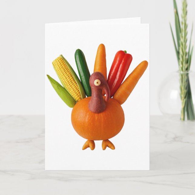 Thanksgiving Turkey Made of Vegetables Card (Front)